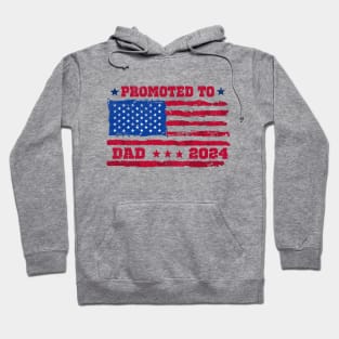 USA Flag Promoted To Daddy Est 2024 New Dad First Time Dad Hoodie